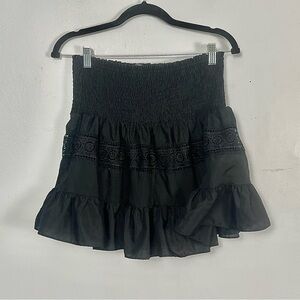 Talulah black smocked mini eyelet and ruffle detail size large